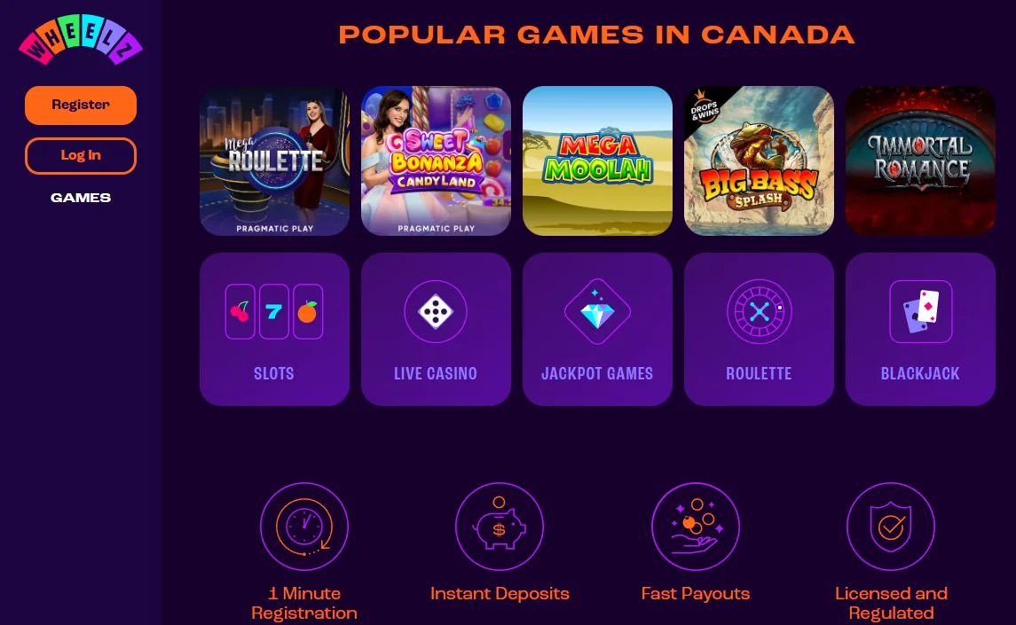 Wheelz Casino games